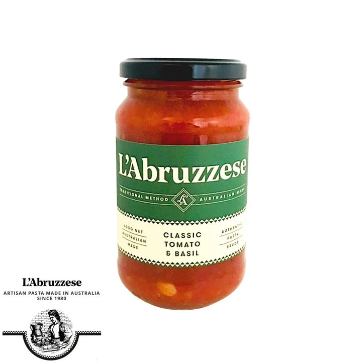 Pasta Sauce Tomato and Basil 450g-Grocery-L'Abruzzese-Sovereign Foods-Australian Made-Australian Ingredients-Australian Pasta-Organic