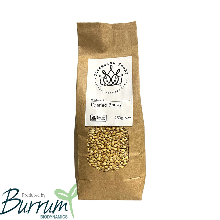 Pearled Barley Biodynamic 750g-Pulse & Grain-Burrum Biodynamics-Sovereign Foods-Organic-Biodynamic-Grain-Home Milling-Australian Grown