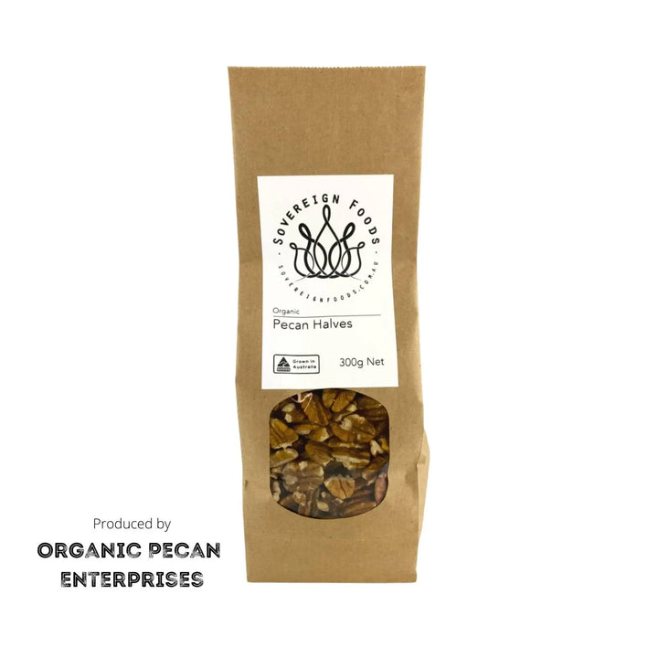 Pecan Halves Organic 300g-Nuts & Seeds-Organic Pecan Enterprises-Sovereign Foods-Nuts-Australian Grown-Organic