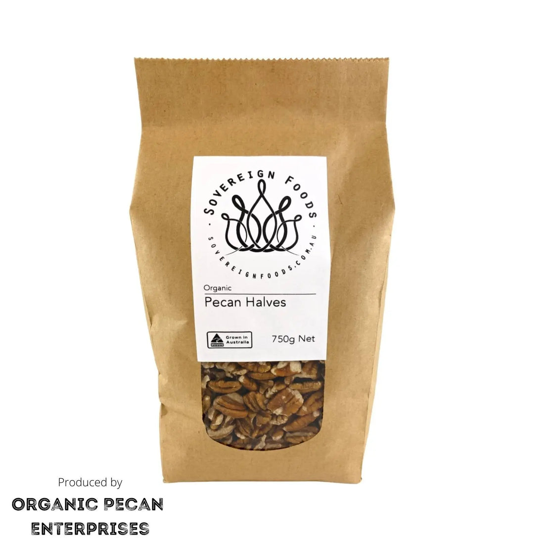 Pecan Halves Organic 750g-Nuts & Seeds-Organic Pecan Enterprises-Sovereign Foods-Nuts-Australian Grown-Organic