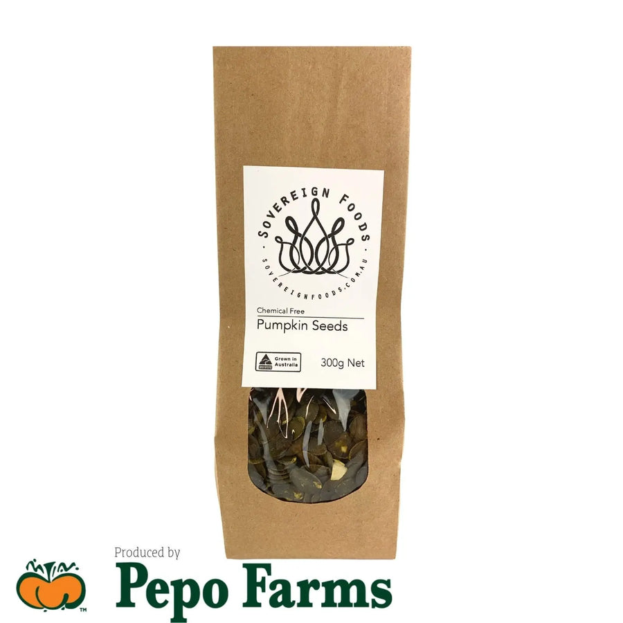 Pumpkin Seeds-Pepo Farm-Sovereign Foods-Australian Grown-Chemical Free-Pepitas