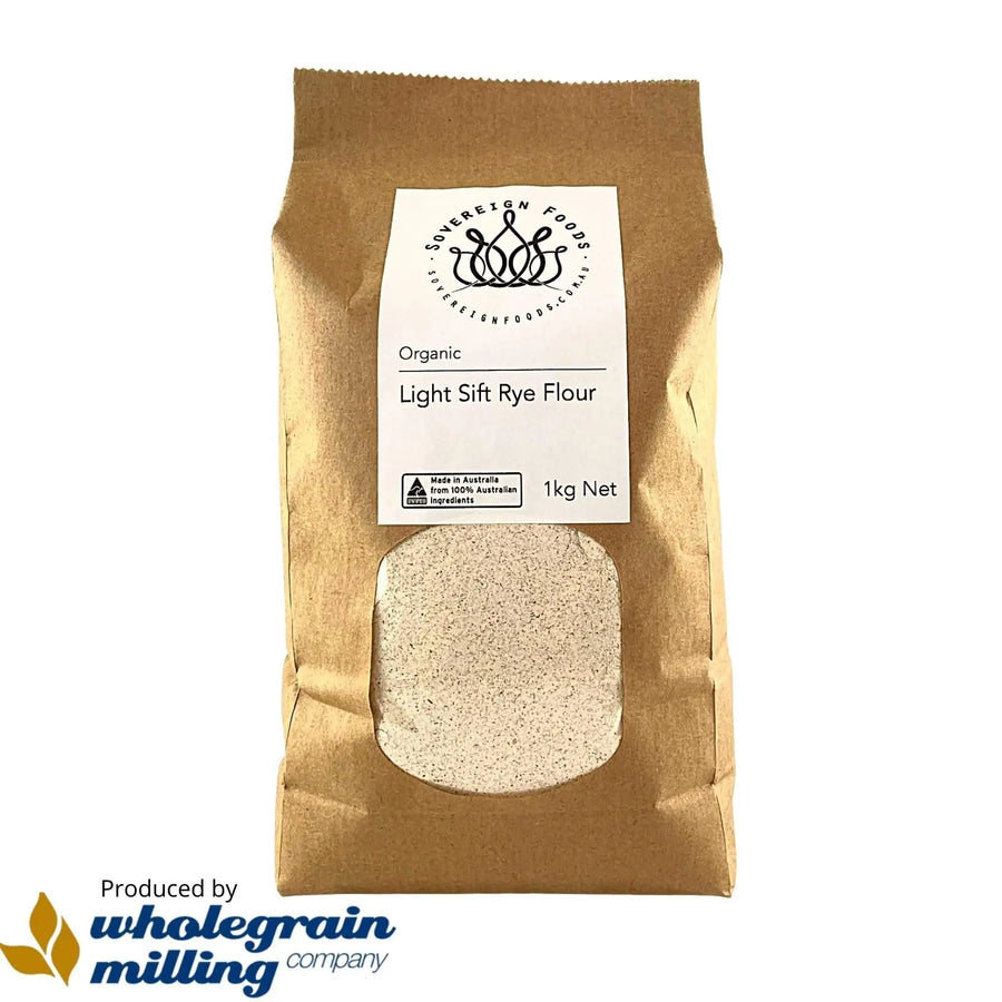 Rye Flour Light Sift Stoneground Organic 1kg Wholegrain Milling Co Flour & Baking.