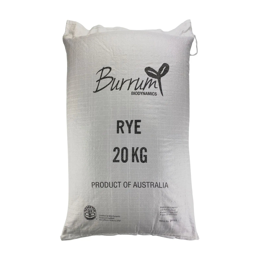 Rye Grain Biodynamic 20kg-Pulse & Grain-Burrum Biodynamics-Sovereign Foods-Organic-Biodynamic-Grain-Home Milling-Australian Grown