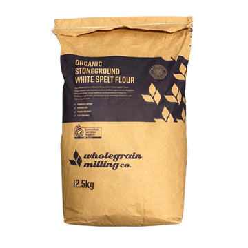 Spelt Flour White Stoneground Organic 12.5kg-Flour & Baking-Wholegrain Milling Co-Sovereign Foods-Organic-Flour-Bulk-Sourdough-Breadmaking