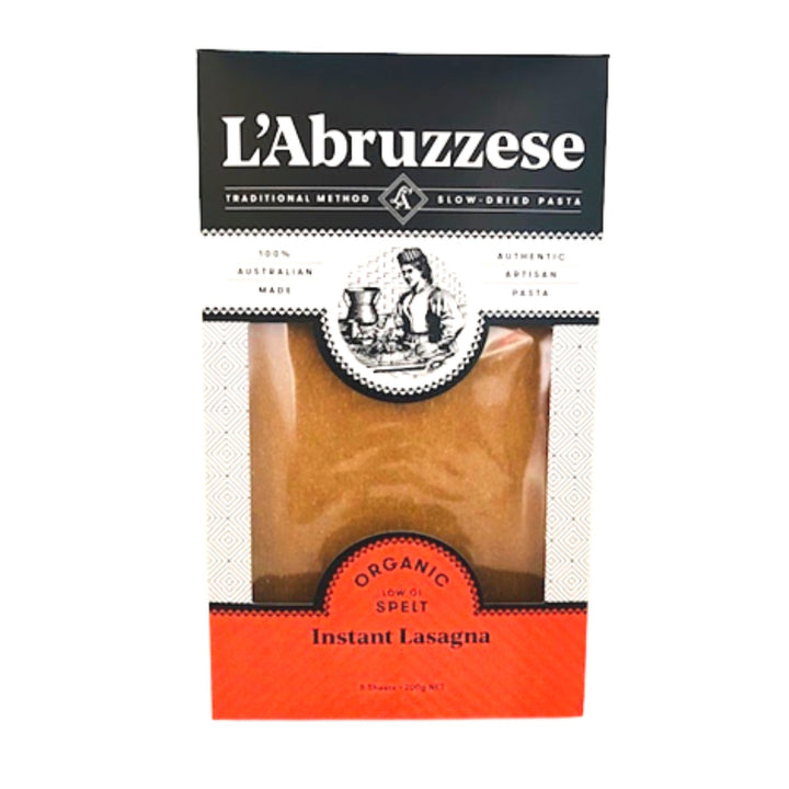Spelt Lasagne Organic 200g-Grocery-L'Abruzzese-Sovereign Foods-Australian Made-Australian Ingredients-Australian Pasta-Organic
