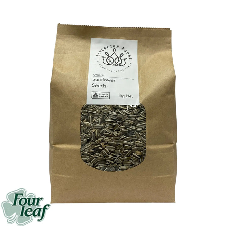 Sunflower Seeds (unhulled) Organic 1kg-Nuts & Seeds-Four Leaf Milling-Sovereign Foods-Australian Grown-Bulk Foods