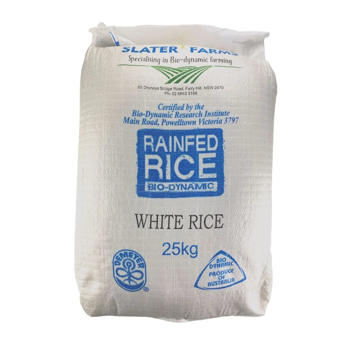 White Rice - Medium Grain, Rainfed, Biodynamic 25kg-Pulse & Grain-Slater Farms-Sovereign Foods-Rainfed Rice-Australian Grown Bulk Foods