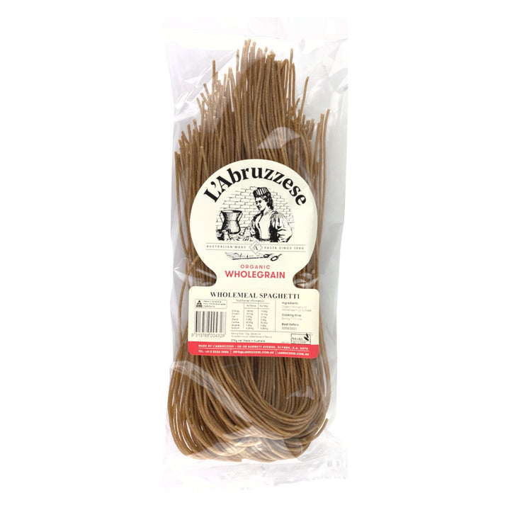 Wholemeal Spaghetti Organic 300g-Grocery-L'Abruzzese-Sovereign Foods-Australian Made-Australian Ingredients-Australian Pasta-Organic
