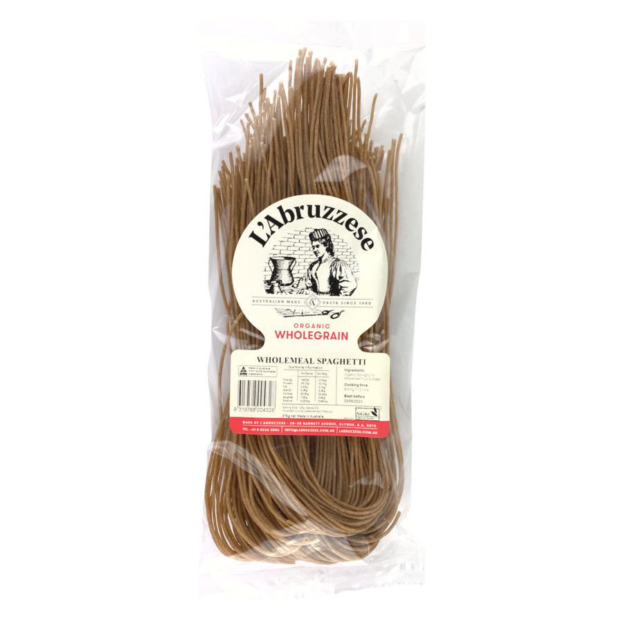 Wholemeal Spaghetti Organic 300g-Grocery-L'Abruzzese-Sovereign Foods-Australian Made-Australian Ingredients-Australian Pasta-Organic