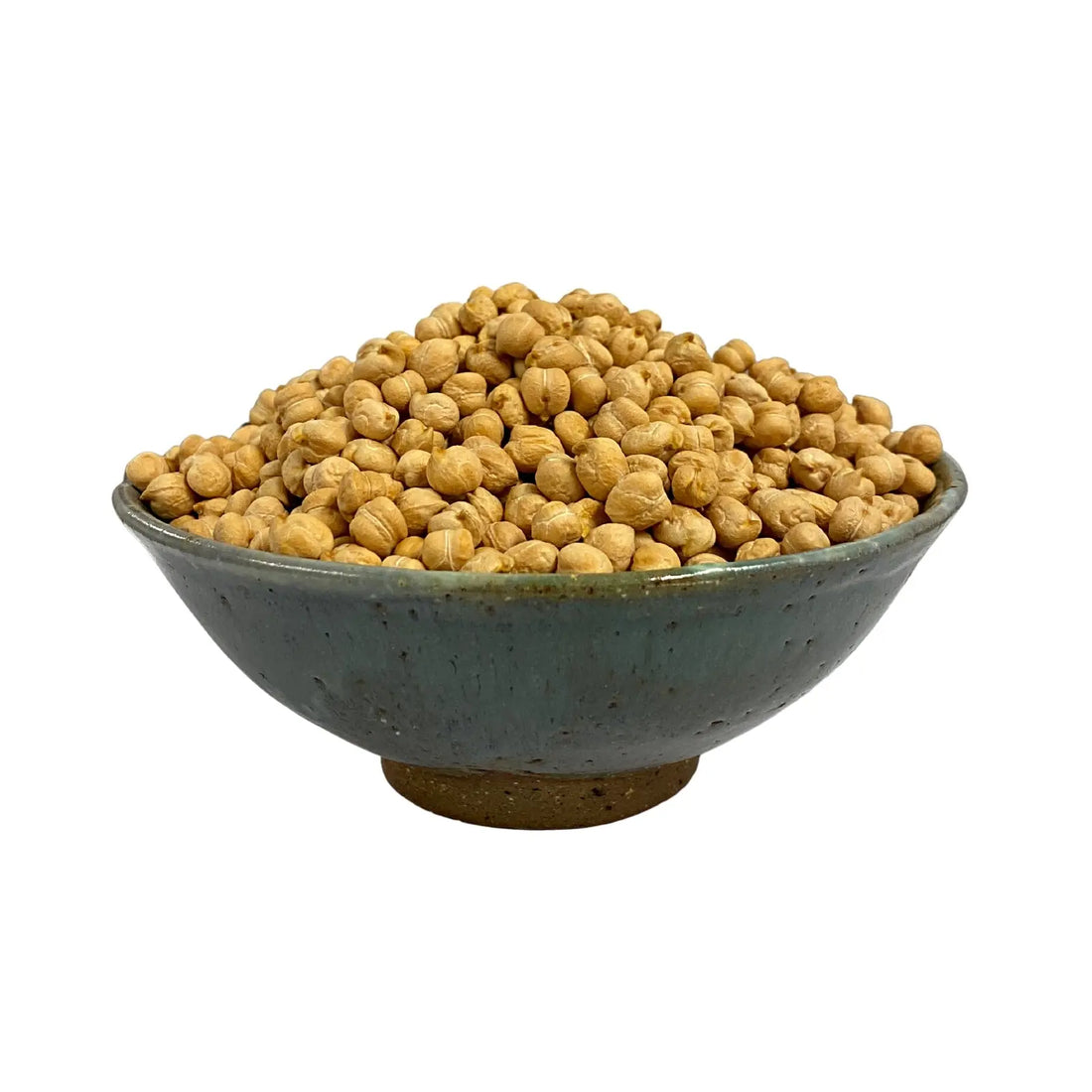 a bowl of Australian grown dried organic chickpeas. Grown by Kym and Neil Sullivan and sold by Sovereign Foods. Sovereign Foods is an online supplier of exclusively Australian grown organic dry goods and pantry produce